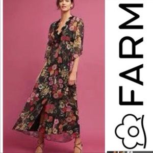 FARM Rio By Anthropologie LAINA FLORAL VINTAGE LACE DETAILED MAXI DRESS SZ M